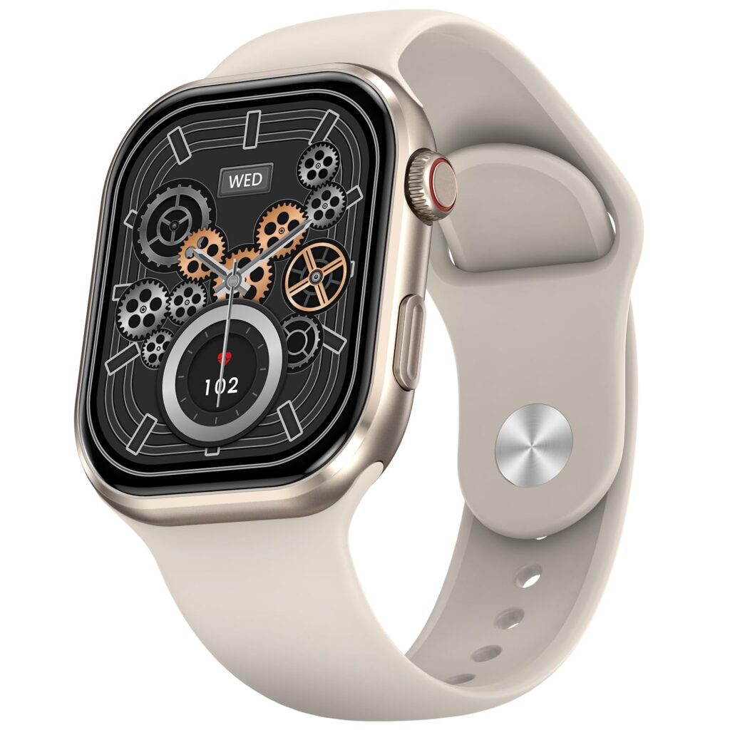 Fire-Boltt Brillia Smart Watch 2.02” AMOLED Display, Bluetooth Calling, SpO2, Heart Rate Monitor, 120+ Sports Modes, Fitness Tracker, Voice Assistant, Smart Watch for Man & Women– Champagne