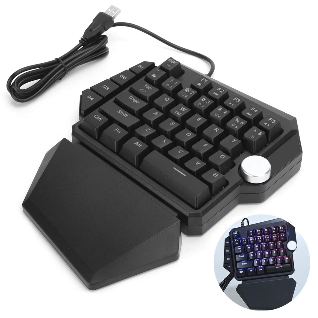 One Hand Keyboard, Ergonomic Design Mechanical Game Keyboard, Relieves Pressure 44 Keys for Gaming
