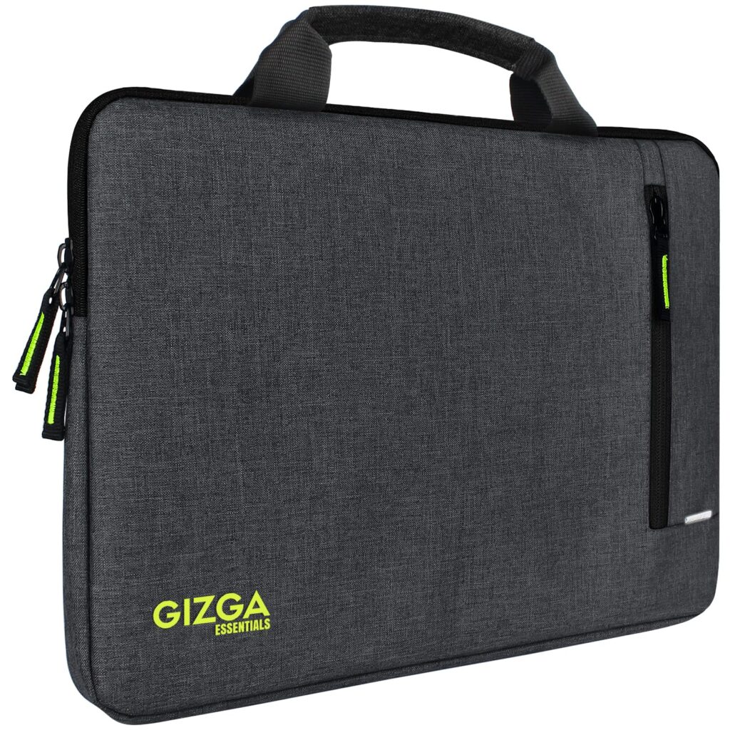 Gizga Essentials 14.1 Inch Laptop Sleeve Case Cover Pouch Bag with Handle & Front Pocket| Slim & Water-Resistant Nylon Fabric with Shockproof Foam Padding, Soft Lining & Premium Zipper Closure (Grey)
