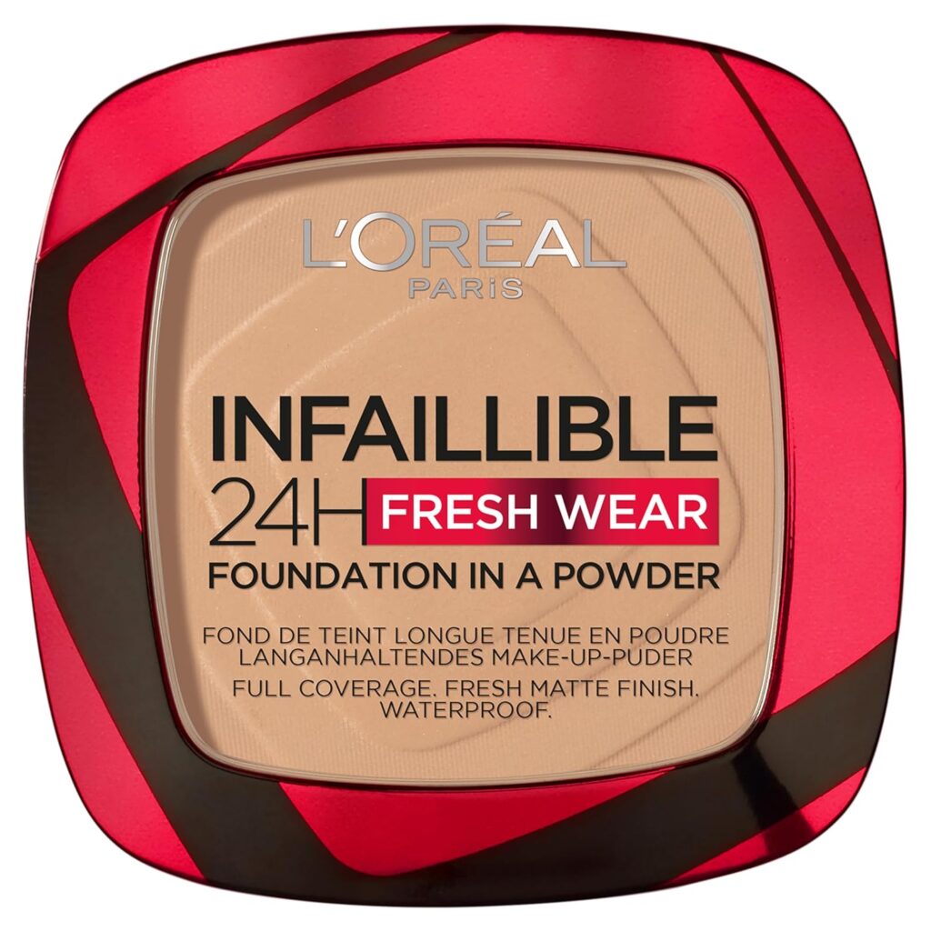L'Oreal Paris Infallible 24H Fresh Wear Foundation in a Powder, 140 Golden Beige, 9g, Waterproof, sweatproof & transferproof formulation, 24H long-lasting, unshakable foundation