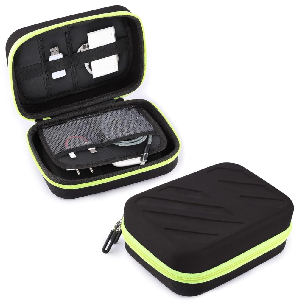 GadgetBite EVA Portable Pouch for Electronic Accessories USB Cables, Power Bank, Battery, Portable Hard Drive, SD Memory Card, Earphones, Travel Gadgets Travel Friendly Case(Black&Green)