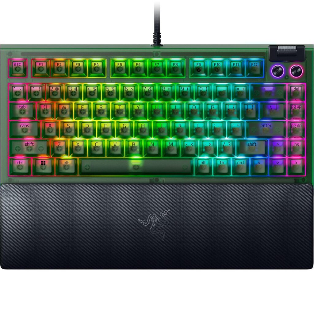 Razer BlackWidow V4 75% - Hot-swappable Mechanical Gaming Keyboard - Phantom Green Edition - US Layout FRML