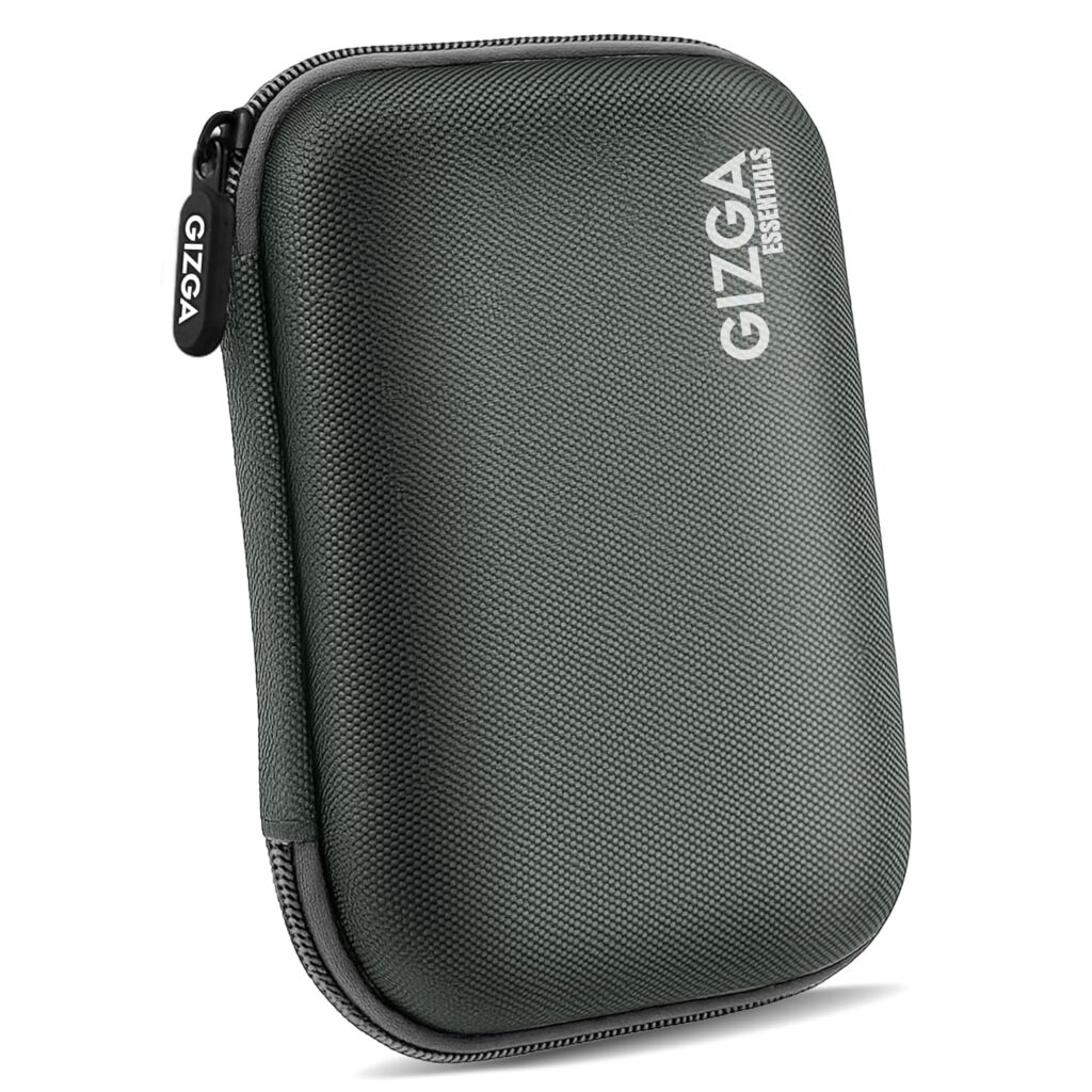 Gizga essentials 2.5 Inch External Hard Drive Case| 1680D Ballistic Nylon, Eggcrate EVA Foam, Shockproof, Water-Resistant Bag for HDD/SSD | Earphones, Chargers, Cable, Gadget Organizer Pouch (Grey)