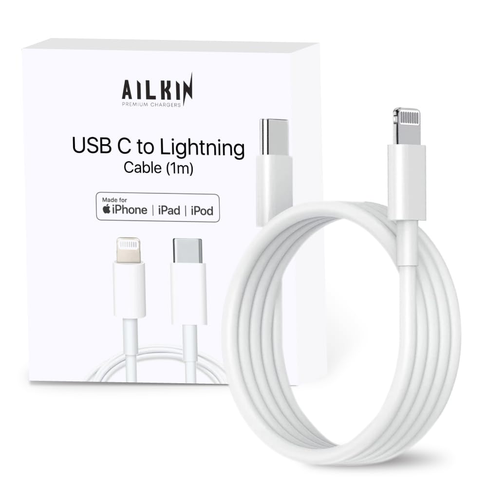 AILKIN USB C to Lightning Cable 1M [Apple MFi Certified] iPhone Fast Charger Cable USB-C Power Delivery Charging Cord for iPhone 14/13/12/12 PRO Max/12 Mini/11/11PRO/XS/Max/XR/X/8/8Plus/iPad & More