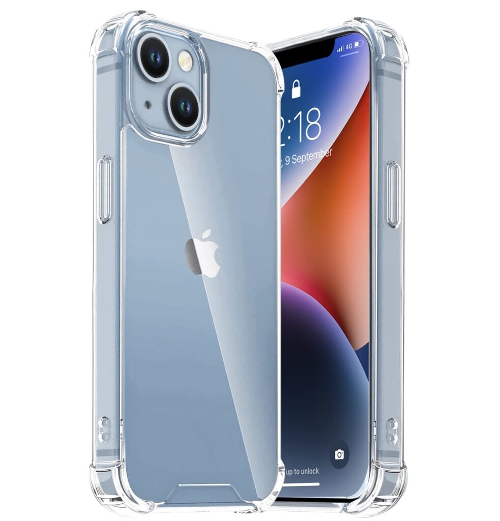 AKSHUD® Transparent Crystal Clear Back Cover Case | Shockproof Soft TPU Case | Cushioned Edges Camera Protection Bump Back Case for Apple iPhone 14 - Transparent