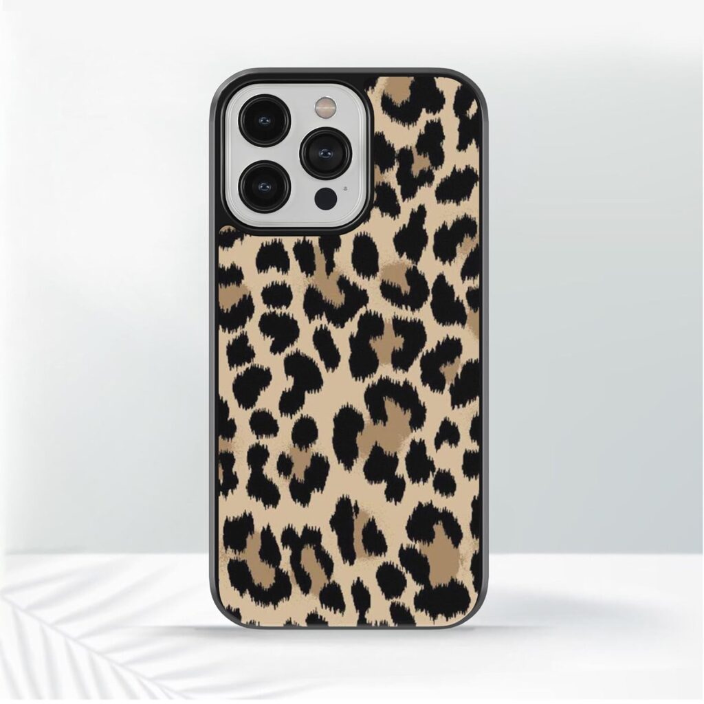ARTXONE Brown Leopard Skin Printed Case for iPhone 14 Pro Max | Wild Animal Pattern Back Cover| Sleek Animal Design Protective Case for Trendy Look | Stylish & Protective Mobile Case.