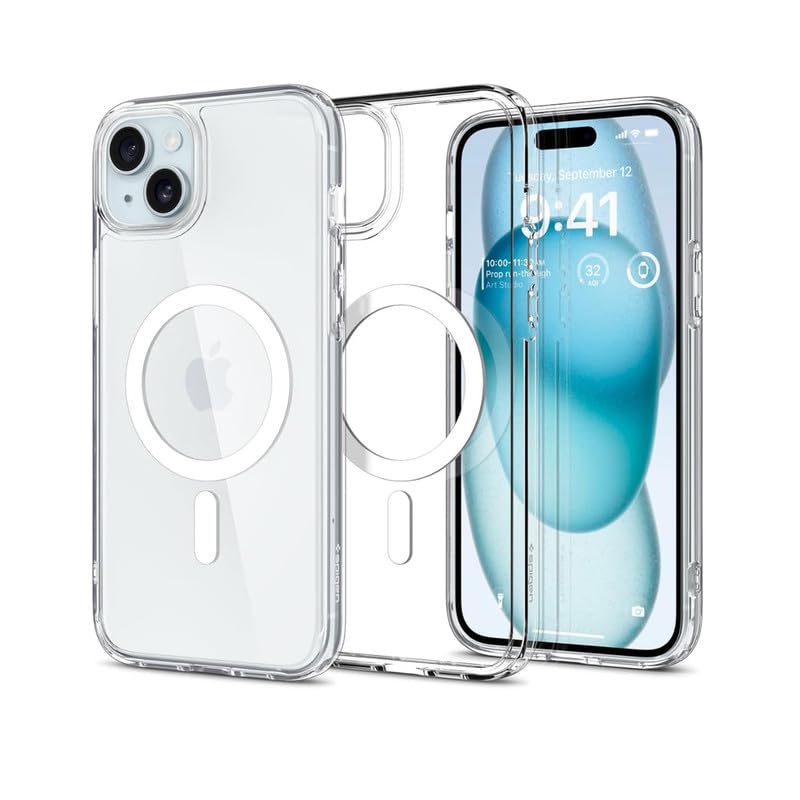 AZFLYING TPU+Polycarbonate Anti-Scratch Shockproof Back Cover Designed for iPhone 15 Plus Case | Strong Camera Protection | Non Yellow Crystal Clear Cover Compatible with Mag-Safe (White)