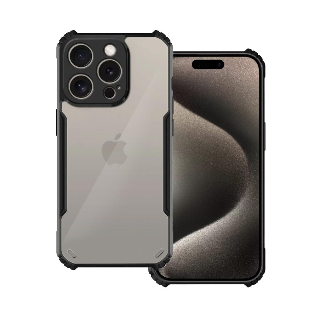 Amazon Brand - Solimo 360 Degree Protection Black Border Back Cover for Apple iPhone 15 Pro Max - Black