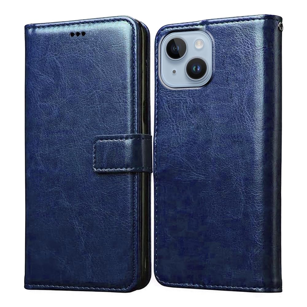 Amazon Brand- Solimo Flip for Apple iPhone 14 Plus (Leather_Blue)