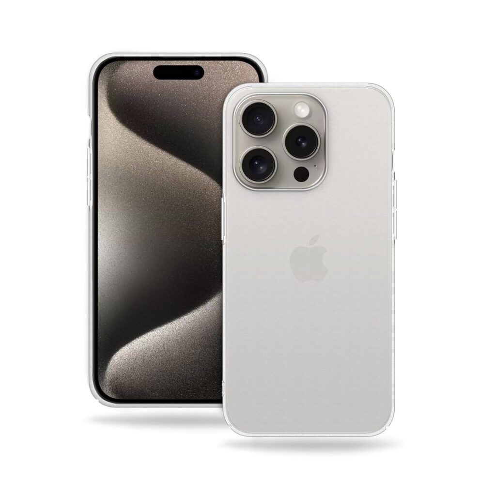 Amazon Brand - Solimo Frosted | Translucent | Ultra Thin | Flexible | Anti Scratch | Slim Fit | Soft Back Cover for Apple iPhone 15 Pro - Frosted White