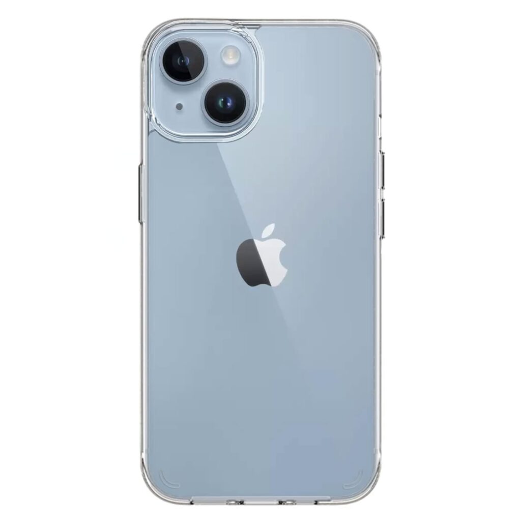 Amazon Brand - Solimo Hard Back & Soft Bumper Cover with 8 Foot Drop Protection Case for Apple iPhone 14 Plus - Clear