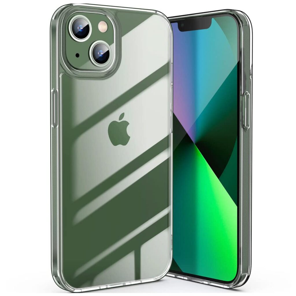 Amazon Brand - Solimo Mobile Cover for Apple iPhone 14 (Soft & Shockproof Back Case with inbuilt Cushioned Edges), Transparent