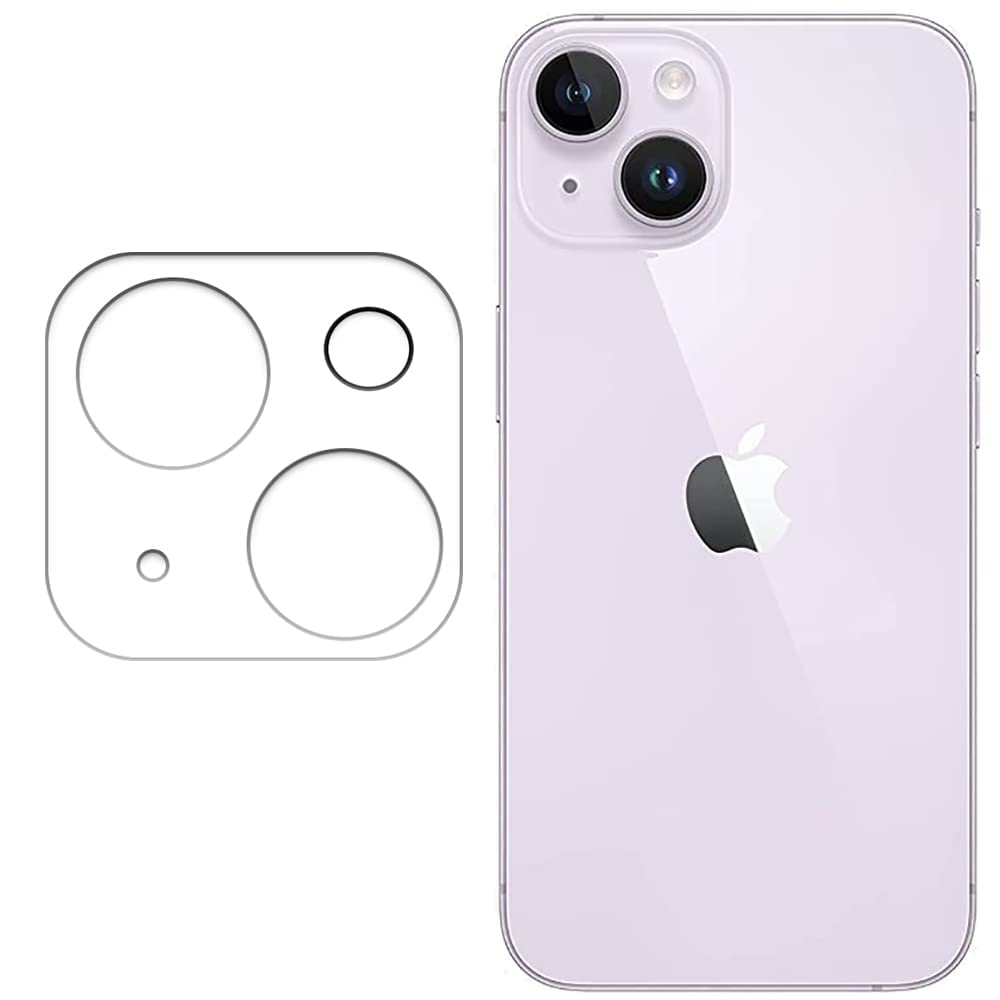 Amazon Brand - Solimo Tempered Glass Camera Lens Protector for iPhone 14 & 14 Plus | 9H Rated Hardness | Aviation Aluminium Camera Protection | 99.99% Transparent