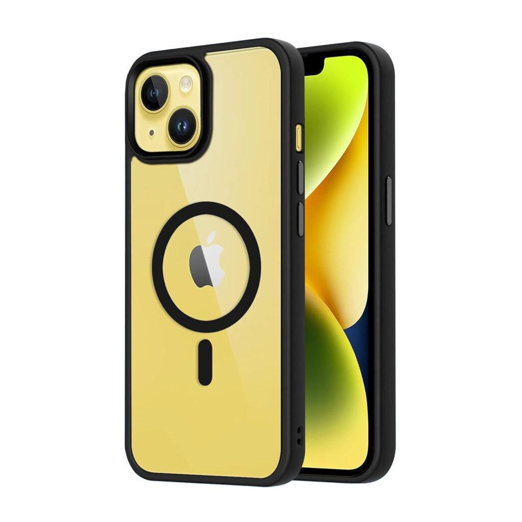 Amazon Brand - Solimo Thermoplastic Polyurethane Case Compatible with Mag-Safe Wireless Charging Slim Back Cover with Inner Magnetic Ring for Apple iPhone 14 - Black