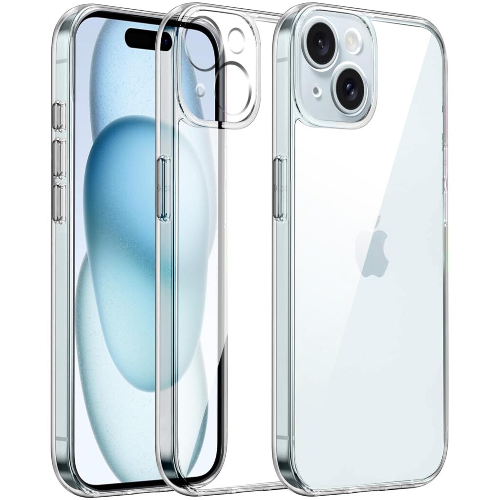 Amozo Case Compatible for iPhone 15 Cover | Transparent Ultra Hybrid Drop and Camera Protection Back Cover Case Compatible for iPhone 15 (TPU + Polycarbonate)