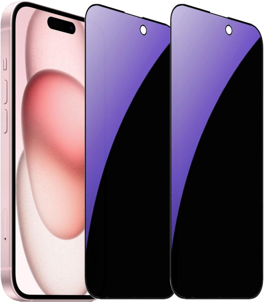 BHADAWAR [PACK OF 1) Privacy Tempered Glass Design for iPhone 15 PLUS Privacy Screen Protector Full Coverage Anti-Spy Tempered Glass Film 9H Hardness Upgrade Edge Protection Easy Installation