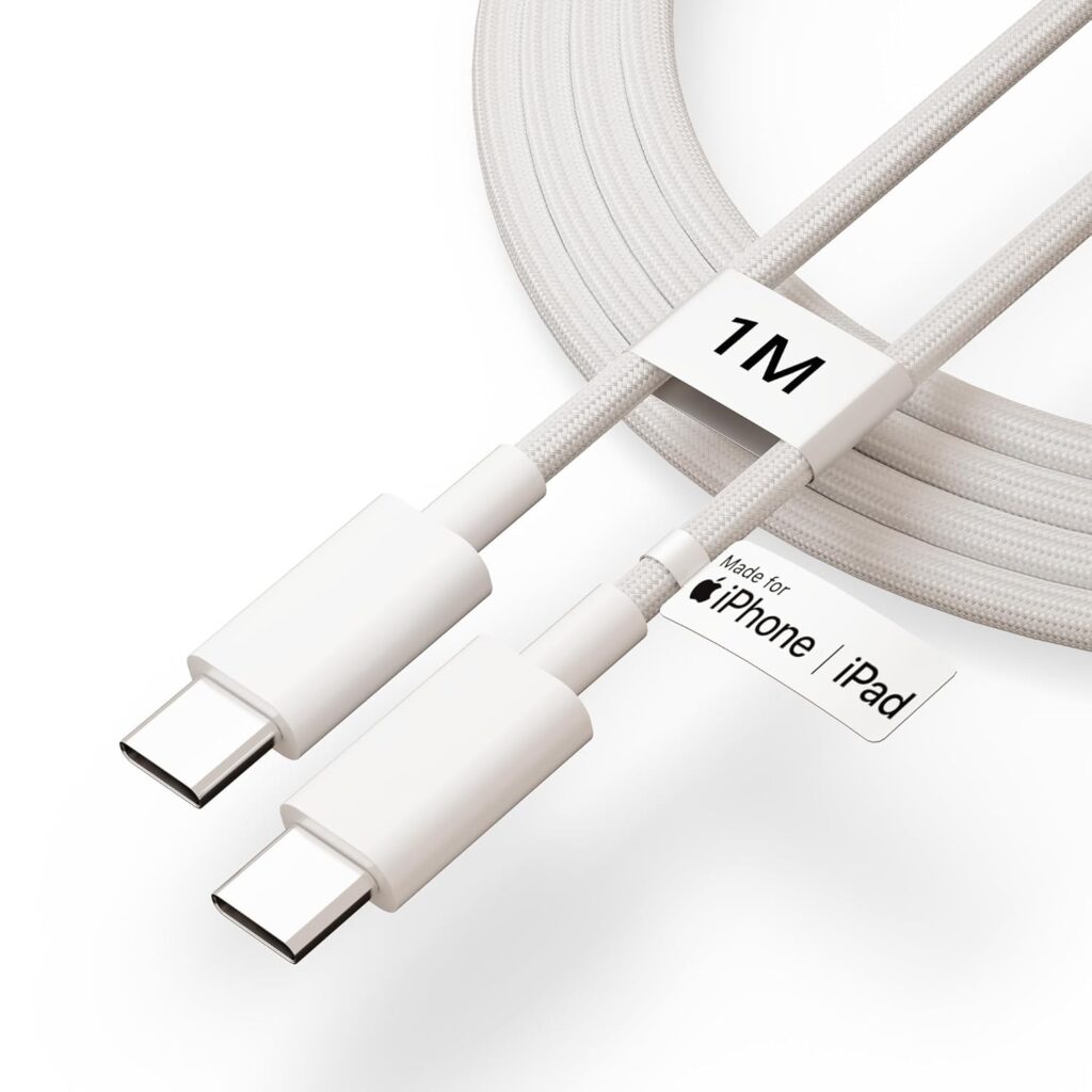 Basesailor 80W USB C to Type C Cable,Nylon Braided Charger Charging Cable[MFi Certified,2 Yrs Warranty*]Fast PD Charging Compatible for iPhone 17 Air/17/16/16e/15/15/Plus/Pro/Max Series/MacBook & More