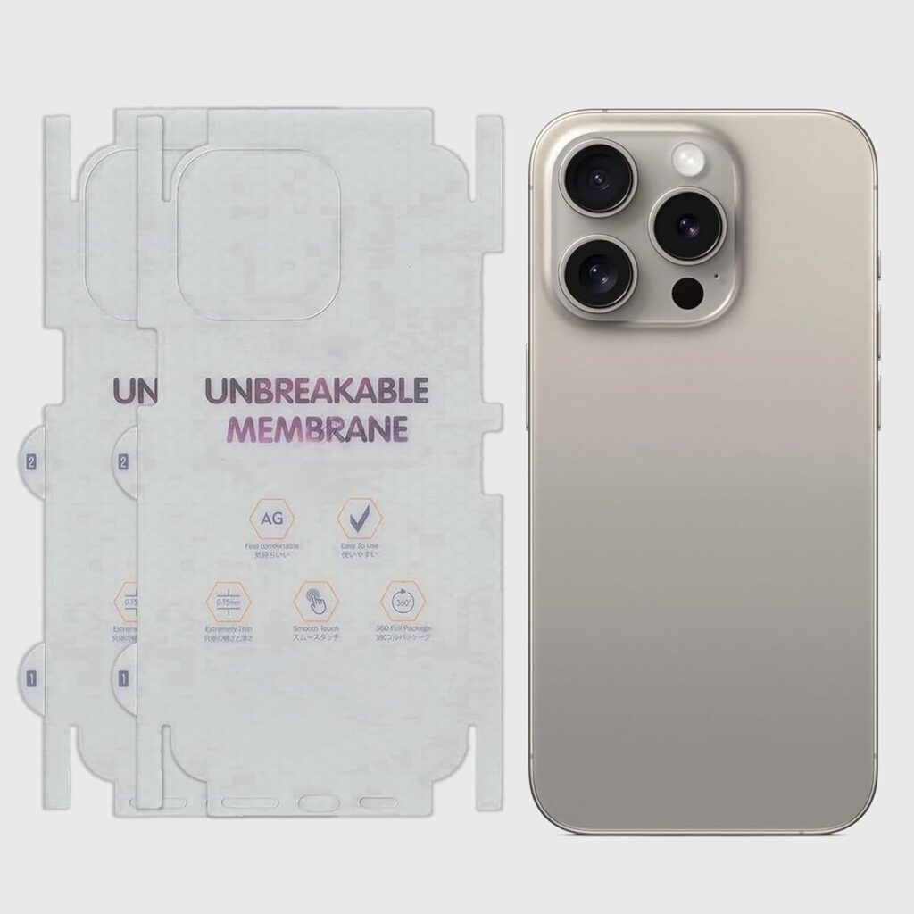 Blyton Back Screen Protector | Transparent Matte TPU Film Scratch Guard, Case-Friendly, Compatible with iPhone 15 Pro Max (Back & Side) Set of 2