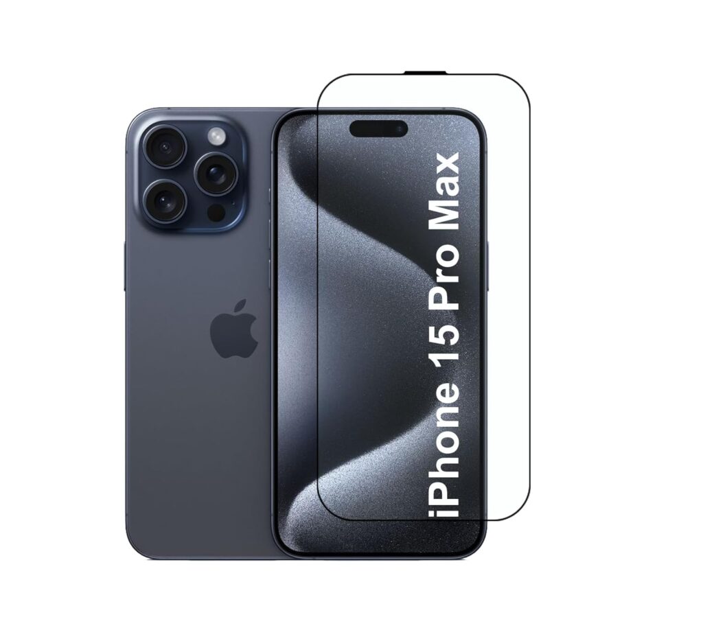 CEDO Tempered Glass for iPhone 15 Pro Max | Screen Protector Full HD Quality Tempered Glass Anti-Scratch Edge to Edge Coverage with Easy Installation Kit (Black)