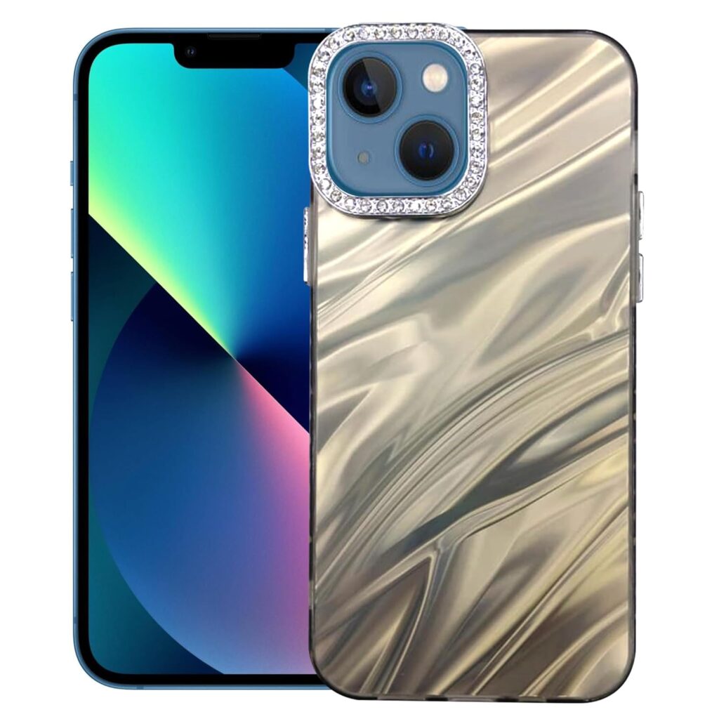 CLICKFLEEK Back Cover Compatible for iPhone 15+ Plus Luxurious Look Shiny Diamond Marble Pattern Shockproof Back Case Cover Compatible for iPhone 15+ Plus (Black)