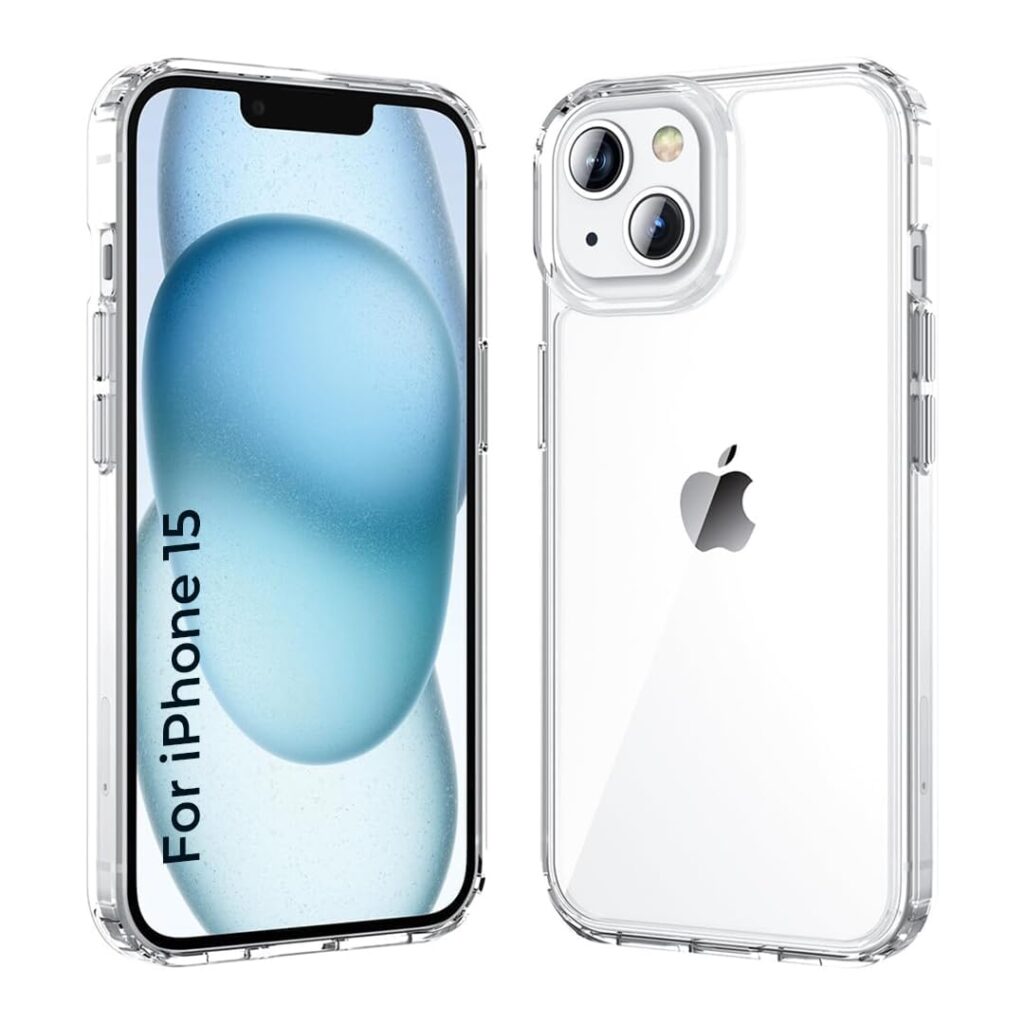 CZARTECH Native Back Cover for iPhone 15 Clear case No Yellowing (TPU + Tough Polycarbonate Back I 5ft Drop Protection Tested I Scratch Proof I Transparent)