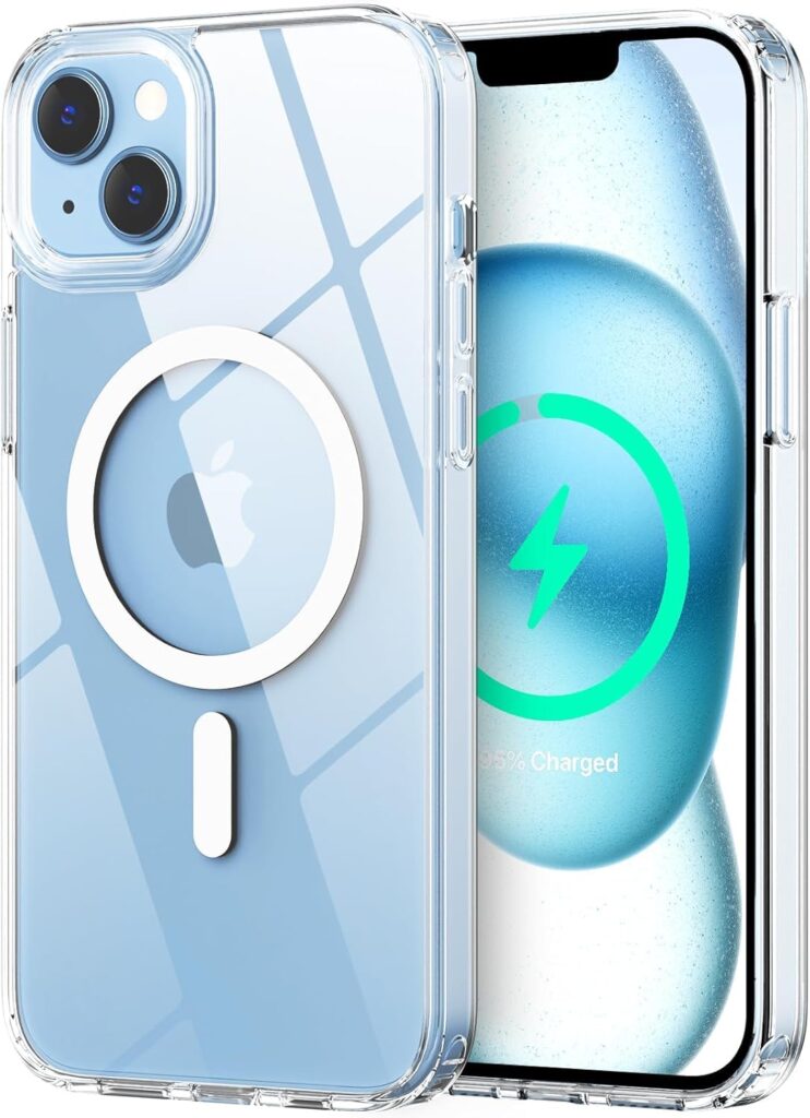 Caisles Ultra-Hybrid Transparent Clear Case Compatible with MagSafe for iPhone 14 Plus – Anti-Yellow, Magnetic Ring, Camera Protection, Shockproof, Slim Fit & Wireless Charging Safe