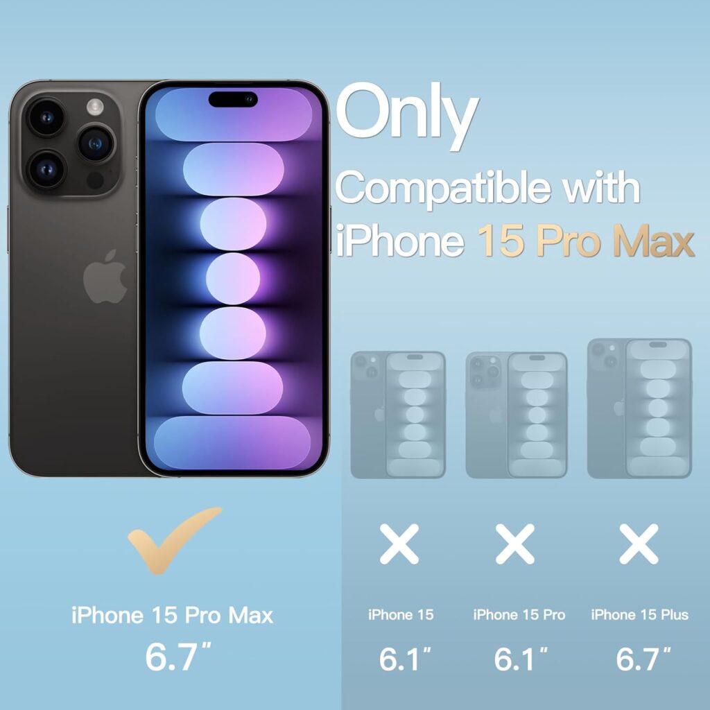 Casodon Back Case Cover for iPhone 15 Pro Max Shockproof Bumper, Suitable for Wireless Charging (Transparent)