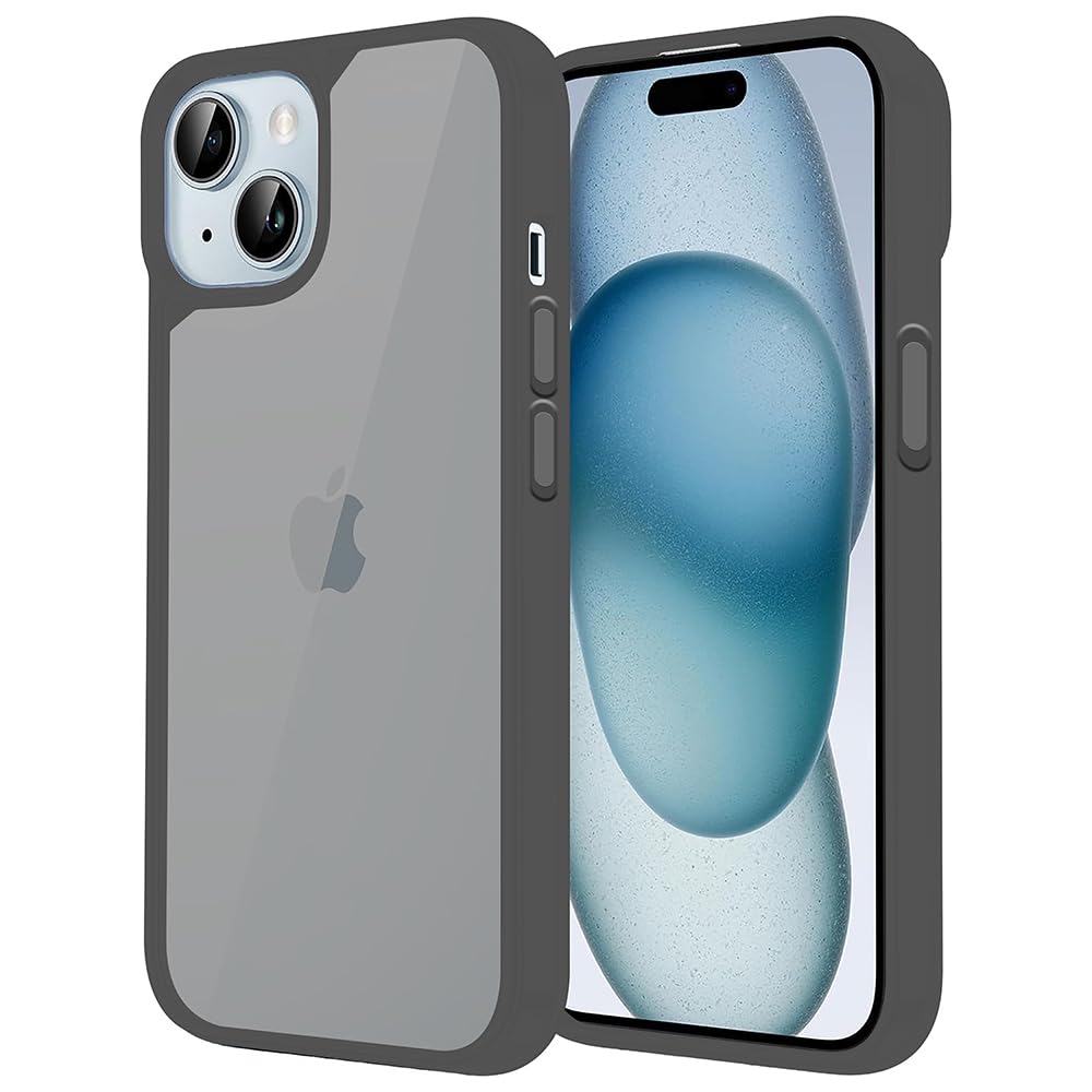 Casotec Apple iPhone 15 Back Cover | Anti-Slip Grip Case | Thin Slim Super Clear | Shockproof Bumper TPU Case for Women Girls (Clear/Black)