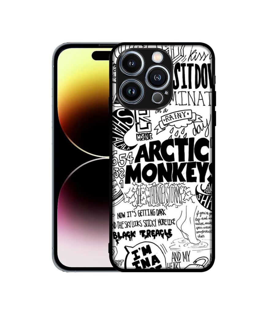Casotec Arctic Monkeys Pattern Design Premium 2D Printed Metal Back Case Cover for Apple iPhone 14 Pro Max