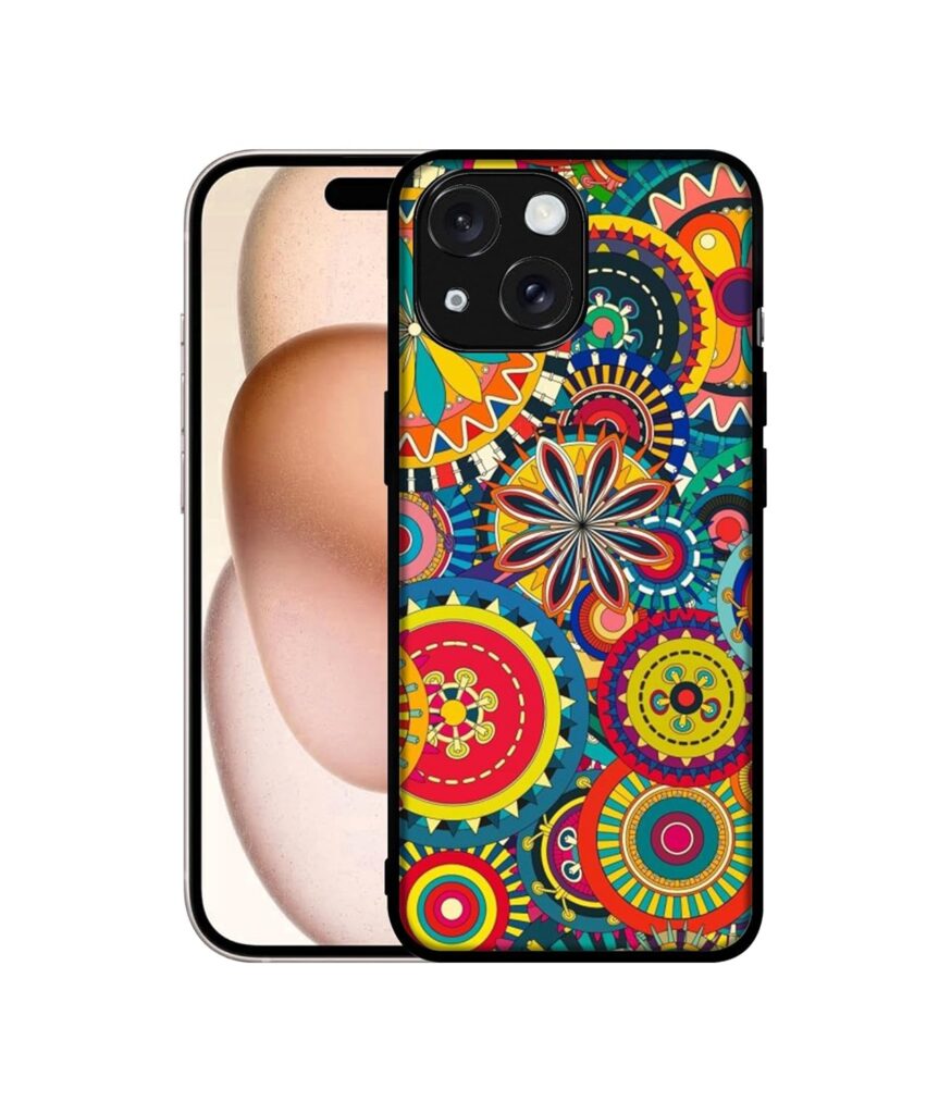 Casotec Ring Pattern Print Design Premium 2D Printed Metal Back Case Cover for Apple iPhone 15 Plus