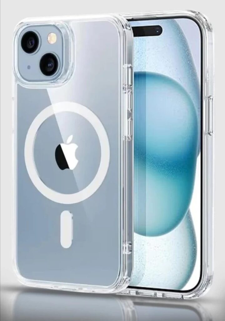 Clear Compatible Case for iPhone 15 Plus, Transparent Protective Cover with Magnetic Ring