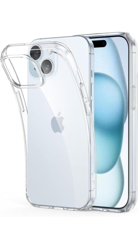 Clear Phone Case for iPhone 15, Transparent Protective Back Cover