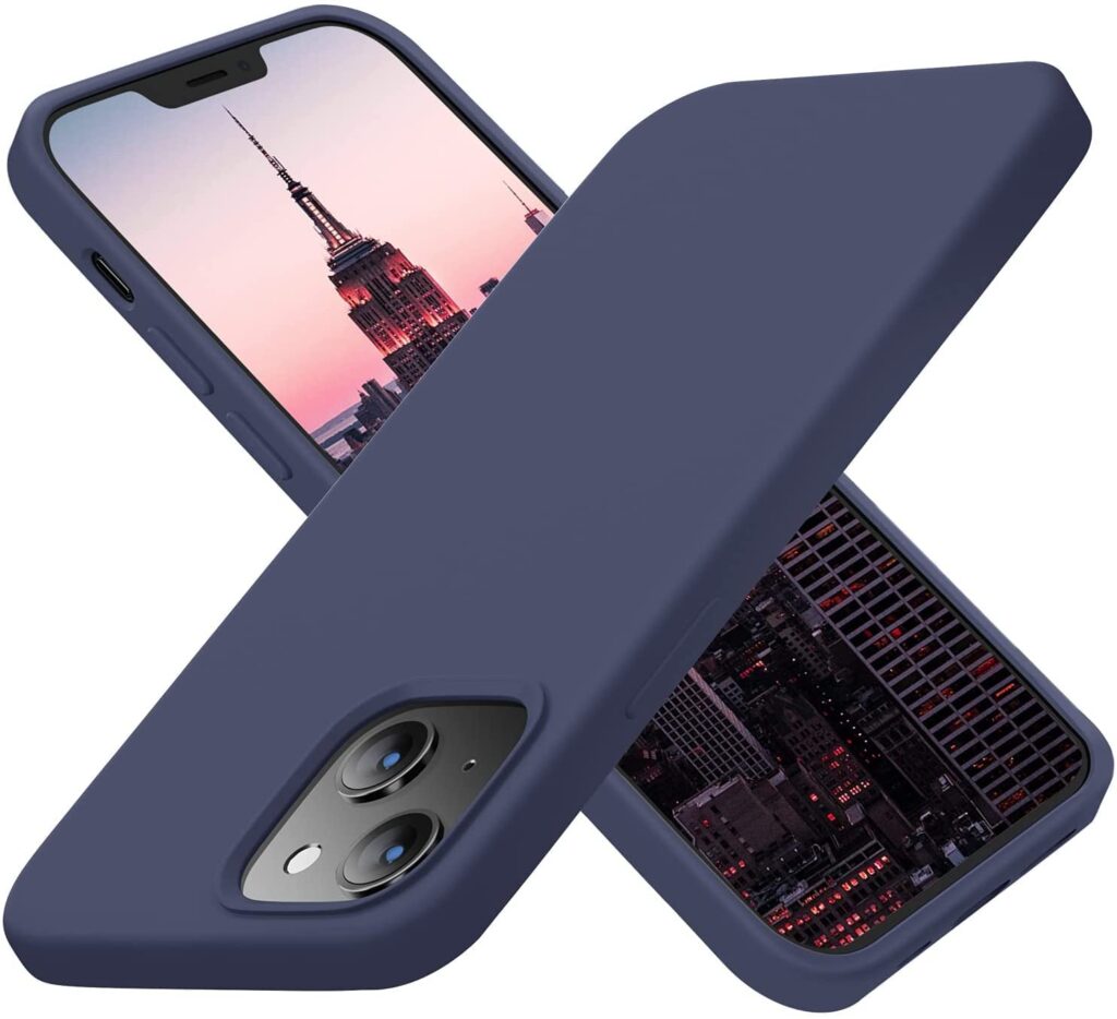 Compatible with iPhone 14 Plus Silicone Case, Slim Shockproof Protective Cover, Drop Protection and Camera Protection, MagSafe Compatible, Soft Microfiber Lining Inside (Blue)