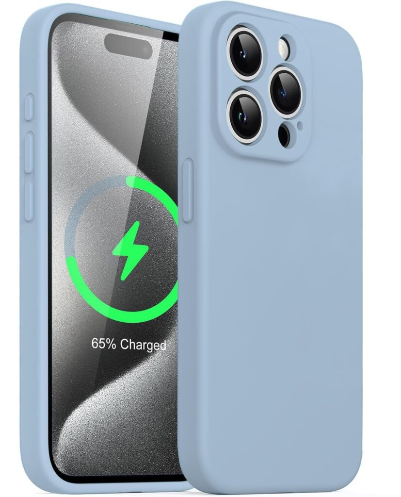 DIZORO Compatible for iPhone 15 PRO Camera Protection Case 6.1, Slim Liquid Silicone 3 Layers Full Covered Soft Gel Rubber Phone Case Protective Cover 6.1 Inch - Carolina.