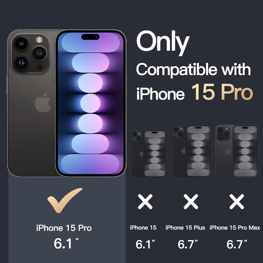 DIZORO Electroplated Clear Transparent Cover for iPhone 15 Pro Case 6.1 inch Luxury TPU Cover Full Body & Camera Protection for Each Lens Bumper Cases for Men & Women (Purple)