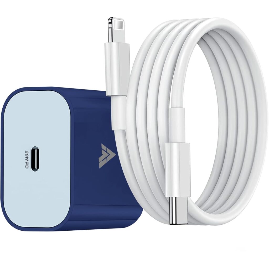 DR VAKU® 20W Charger Adapter Cable Combo (MFi-Certified) Compatible with 14/14Plus/14Pro/14 Pro max/iPhone 13/13 Pro/13 Pro max/iPhone 12/12 Pro/11/X/Xr- Blue