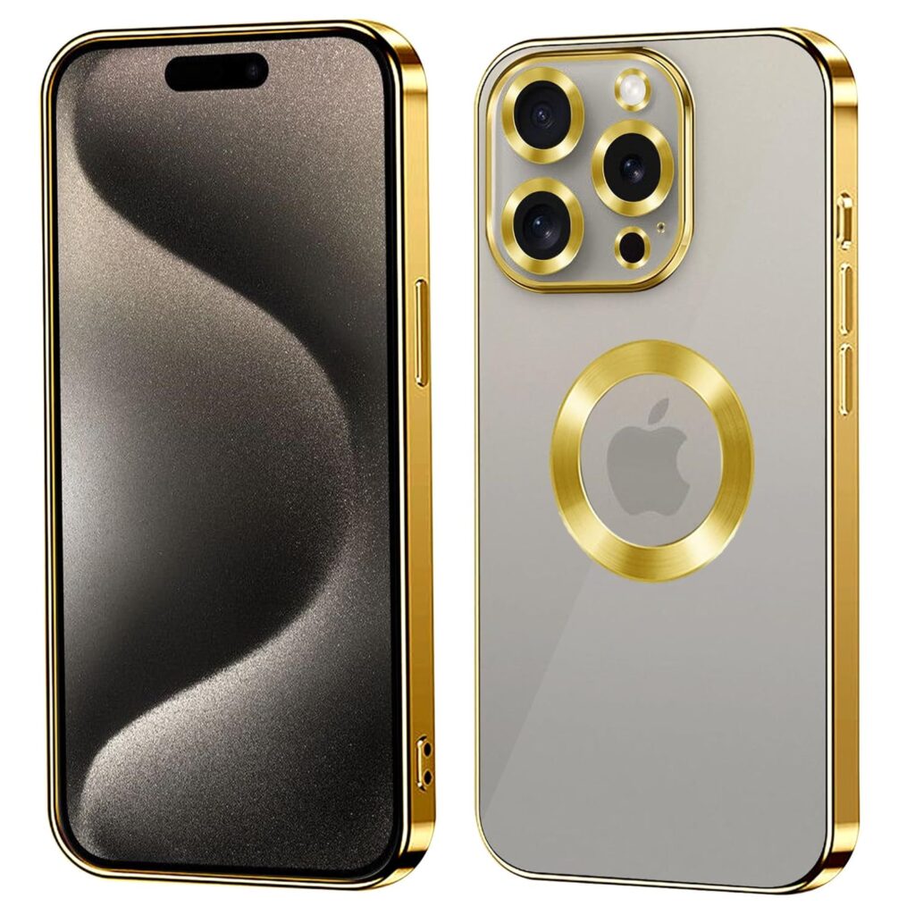 DeepzHub Mobile Phone Cover Compatible for Apple iPhone 15 Pro Max | Gold Color