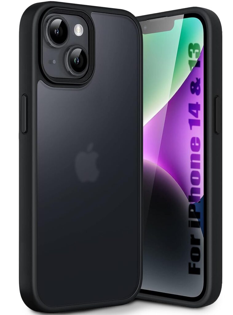 EGOTUDE Ultra Hybrid Matte Frosted Translucent Back Cover Case for iPhone 14 (Frost Black) (TPU + Polycarbonate)