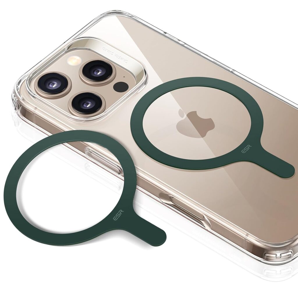 ESR for MagSafe Sticker, MagSafe Ring Magnet, 2 Pack Magnetic Metal Ring for Phone case, Magnetic Sticker for iPhone Air/17/16e/16/15/14/13/12/11/X, Samsung, Pixel 10 and More, Dark Green