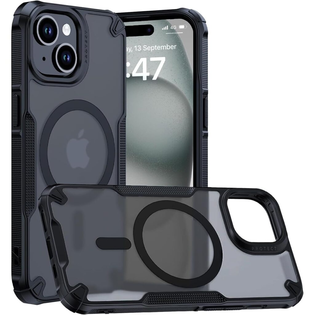 Enflamo Polycarbonate Matte Back Cover Case Compatible With Magatic Designed For Iphone 15 Plus/Iphone 14 Plus | Ultra Hybrid Camera Bump Protection (Black)