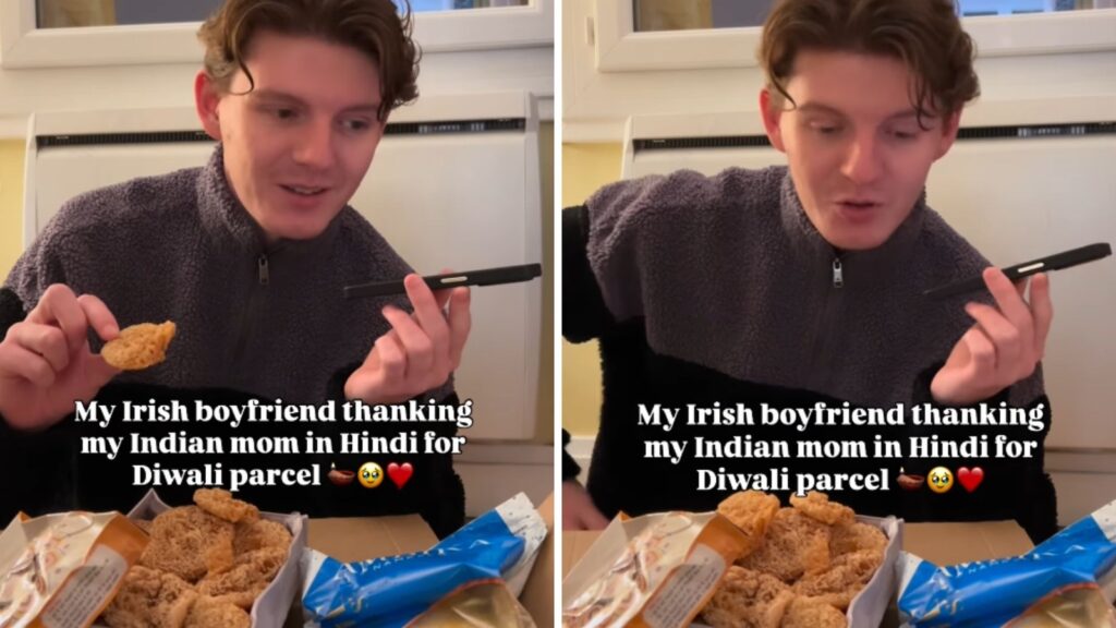 Irish man’s touching attempt to speak Hindi to thank Indian girlfriend's mom for Diwali gift
