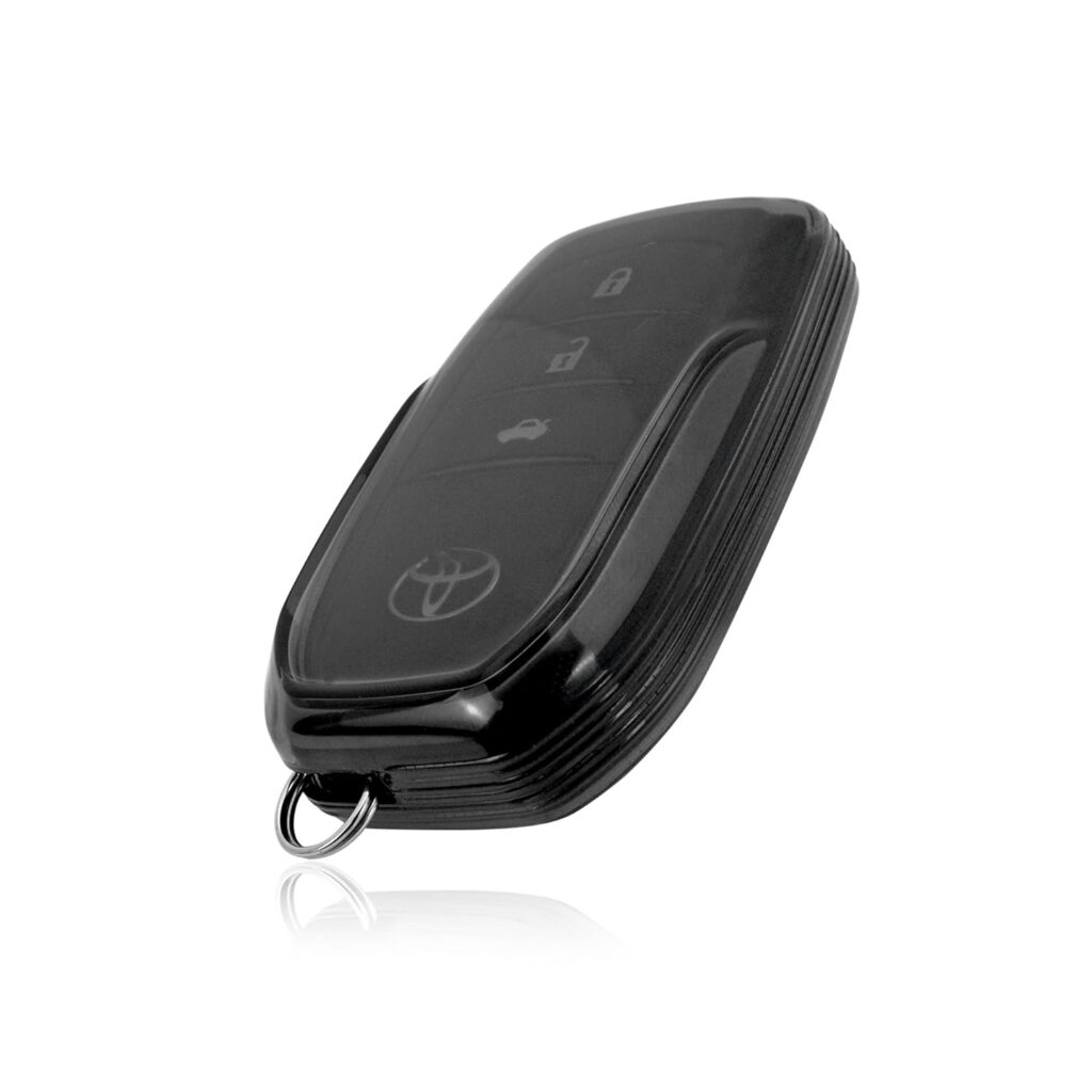 JVCV® Soft TPU Transparent Cover Compatible with Toyota Fortuner, Hilux, Innova Crysta, Fortuner Legender, Innova HyCross, Land Cruiser 2B/3B Smart Key (Transparent Black).