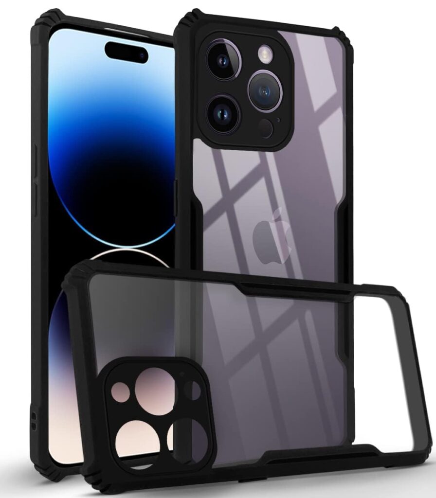 Jkobi Back Cover Case for Apple iPhone 14 Pro Max (Shockproof with Polycarbonate Clear Panel | Professional Black)