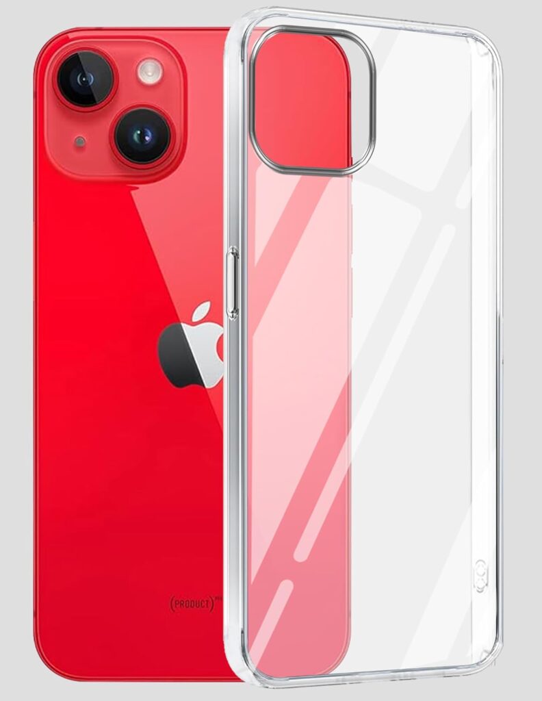 Jkobi Lifetime Anti-Yellow Clear Back Cover Case for Apple iPhone 14 (Sleek Hard Crystal | Shockproof and Camera Protection)