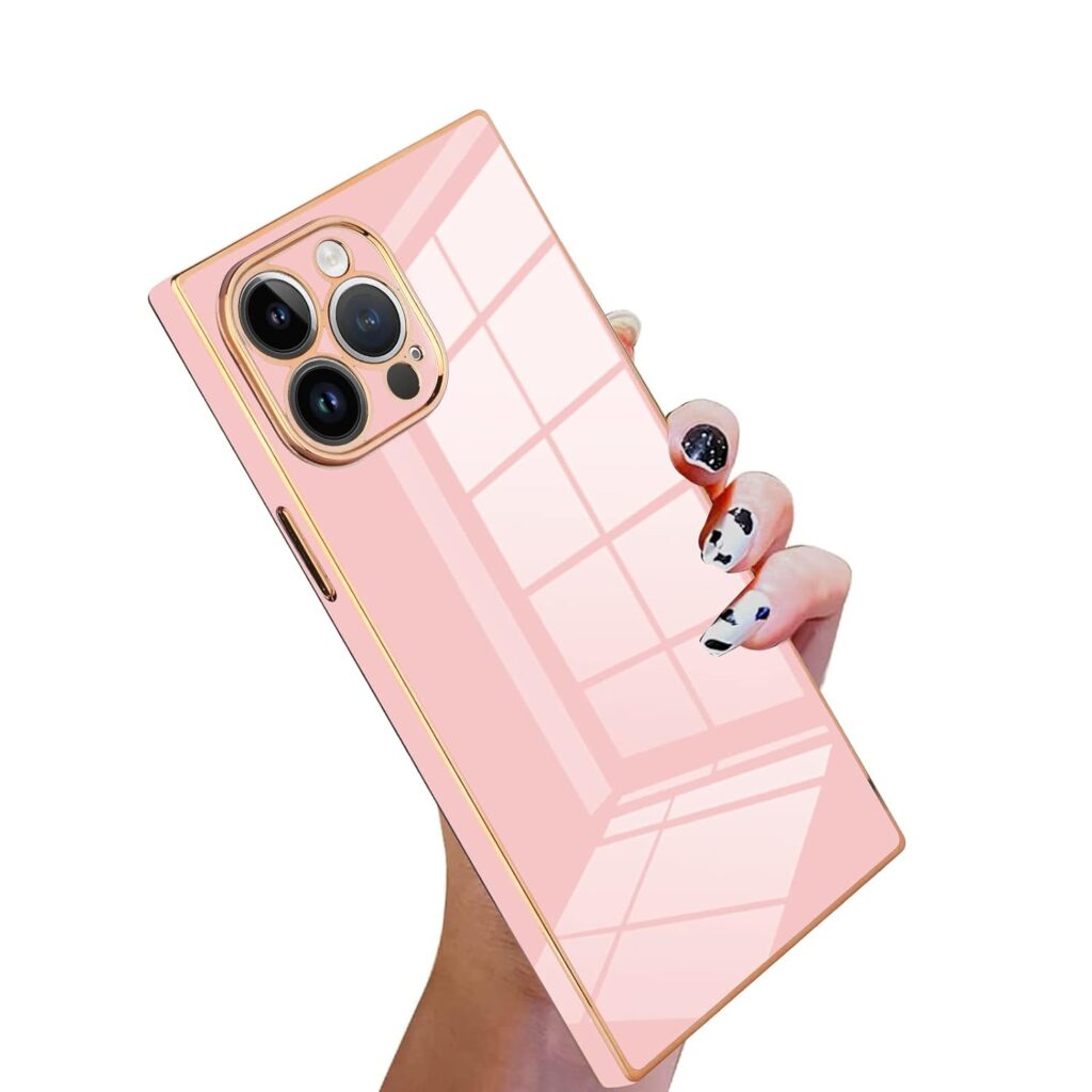 KANGHAR Case Compatible with iPhone 14 Pro Max Luxury Cute Plating Electroplated Design Case Full-Body Anti-Scratch Shockproof Bumper Slim Cover for iPhone 14 Pro Max Pink