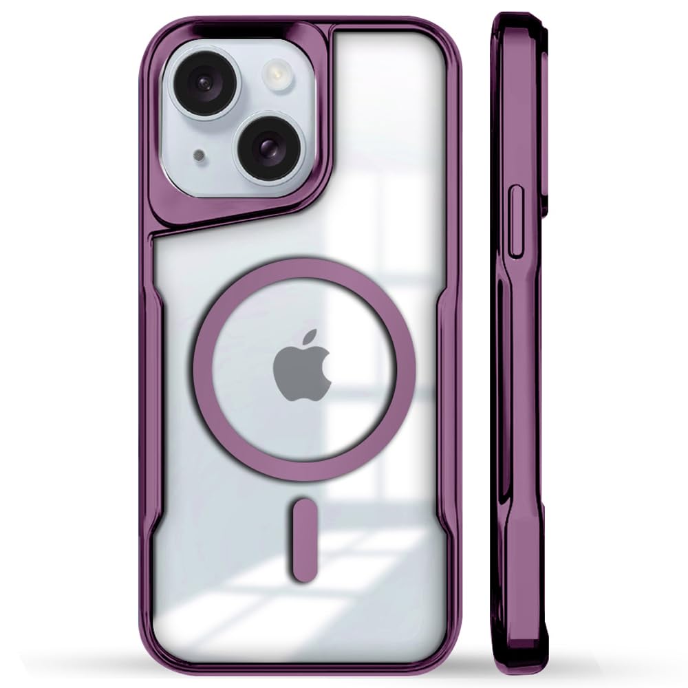 KARWAN® iPhone 15 Back Case Cover Hybrid Acrylic Transparent Electroplated Shockproof Phone Case for iPhone 15 (TPU | Titanium Purple)
