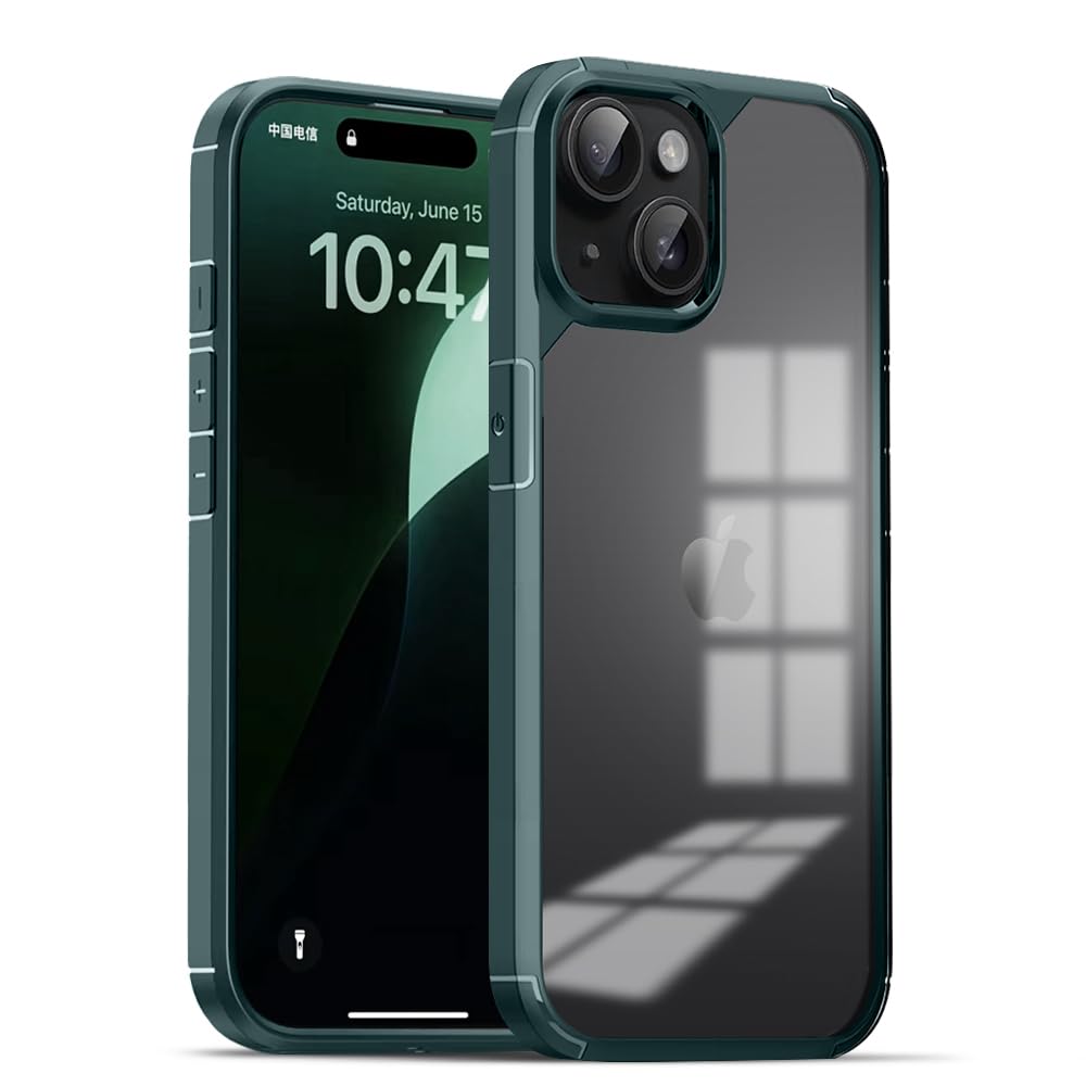 KARWAN®Back Cover |Shockproof Bumper Case | Full Camera Protection | Raised Edges | Super Soft Side TPU | Bumper Case for iPhone 15 Plus - Green