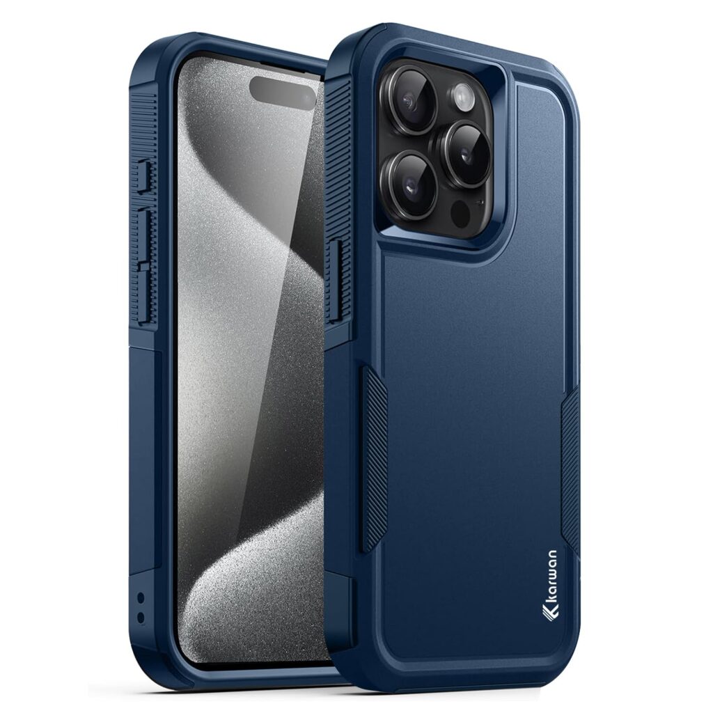 KARWAN®️ Back Case Cover for iPhone 15 Pro Max (6.7-Inch-) Heavy Duty |Dual-Layer Rugged Protection| Shockproof Protective Tough iPhone 15 Pro Max Mobile Phone Back Cover [Matte Back] (Blue)