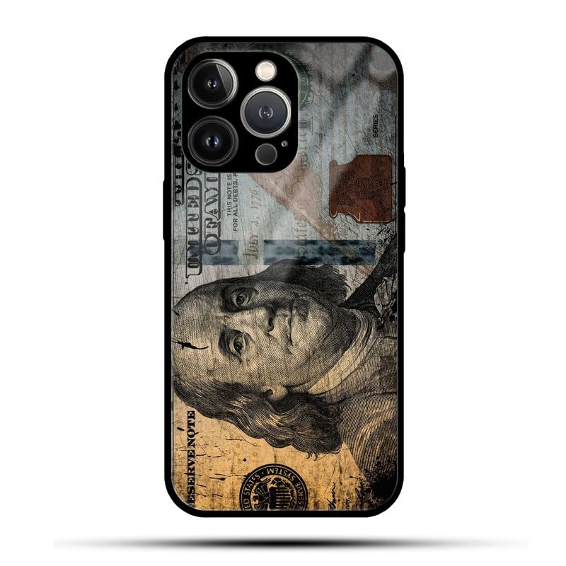 Kirmada Dollar Printed Glass Cover Compatible with iPhone 14 Pro Max and Durable,High Print Quality and Perfectly Fit.