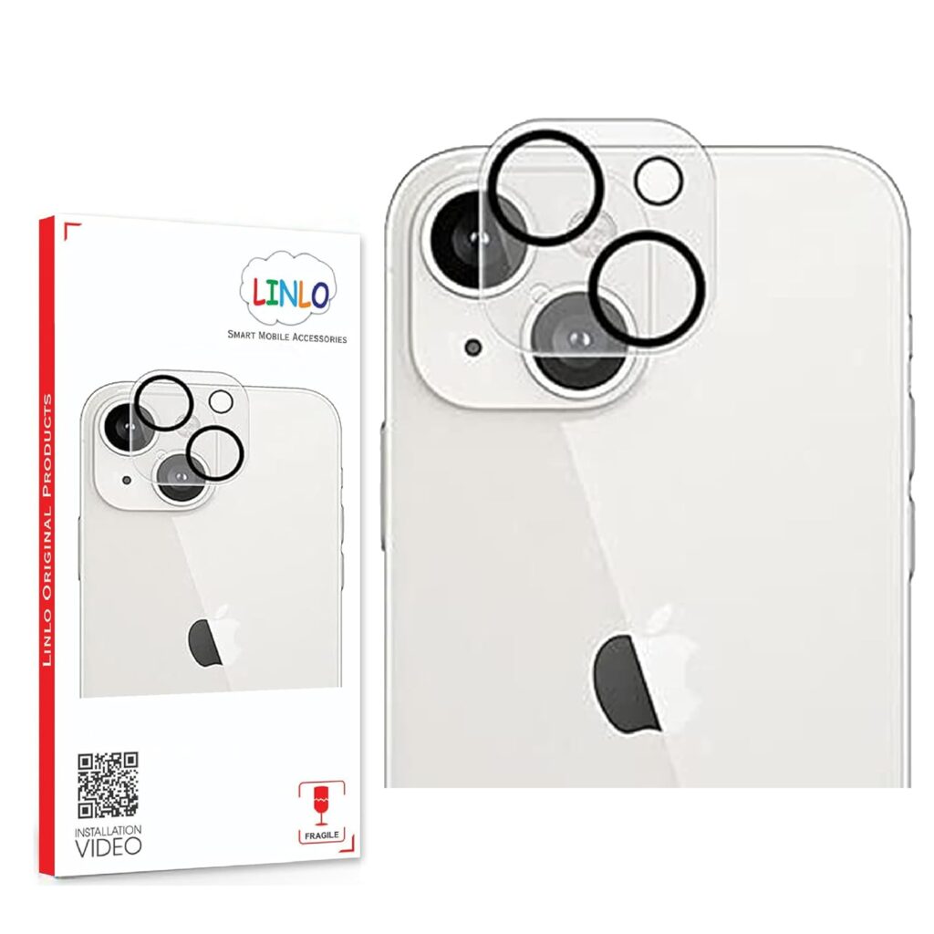 LINLO Back Camera Tempered Glass Lens Protector Compatible for Apple iPhone 15/15 Plus / 14/14 Plus with Edge to Edge Coverage and Easy Installation Kit, Pack of 1